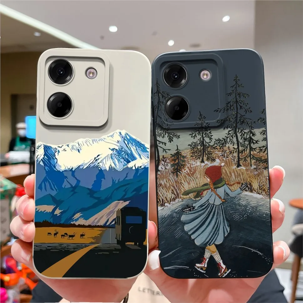 Sweet Girl Soft Liquid Silicone Protective Phone Case Cover