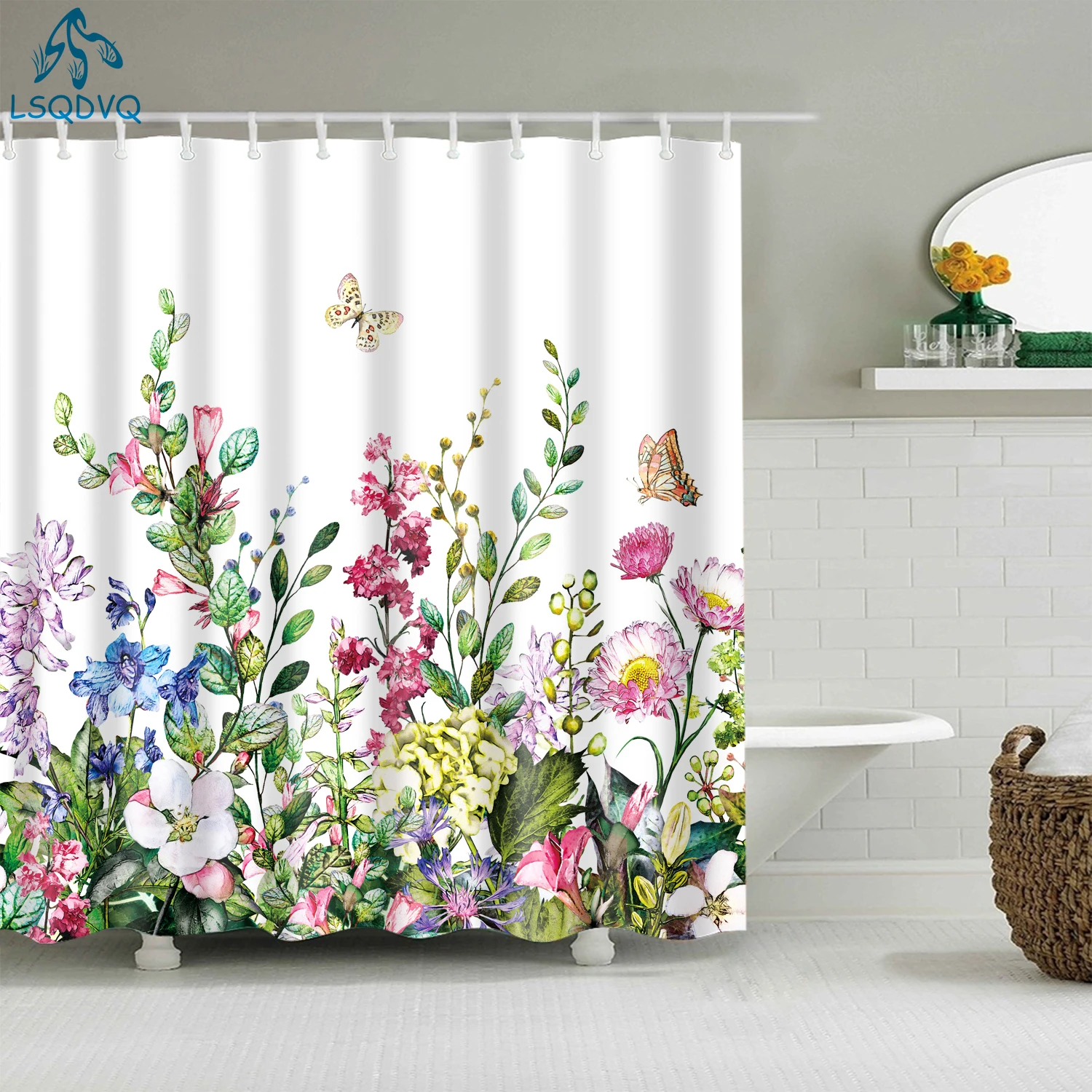 

Flower Dandelion Red Rose Small Fresh Shower Curtains Bathroom Curtain Frabic Waterproof Polyester Bathroom Curtain with Hooks