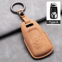 Premium Suede Leather Car Key Case Cover with Keychain Accessories (A2)
