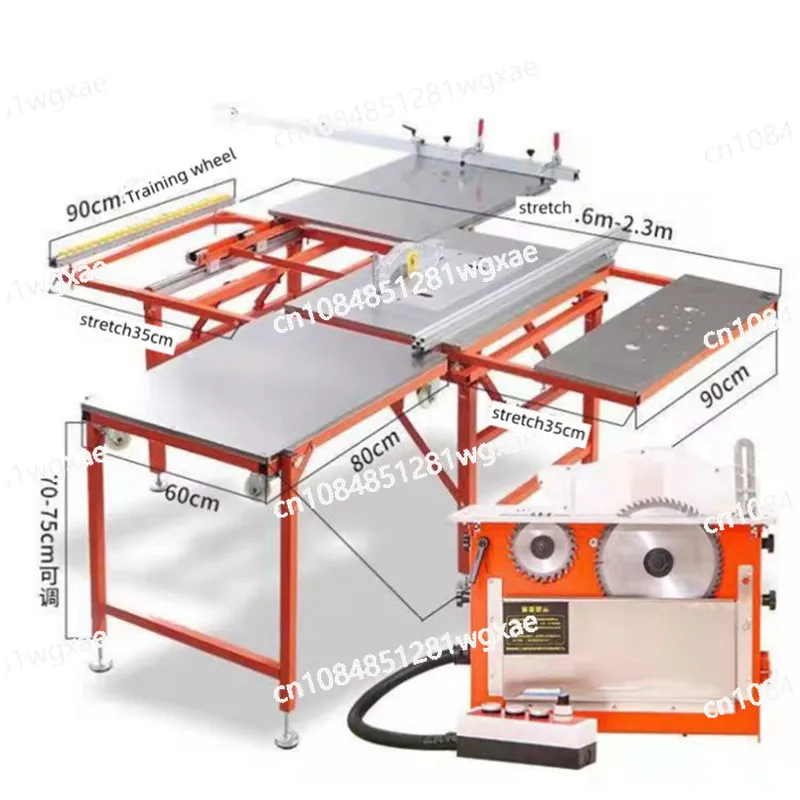 

Stainless Steel Sliding Table Saw with Double Invisible Guide Rails, Folding and Sliding Woodworking
