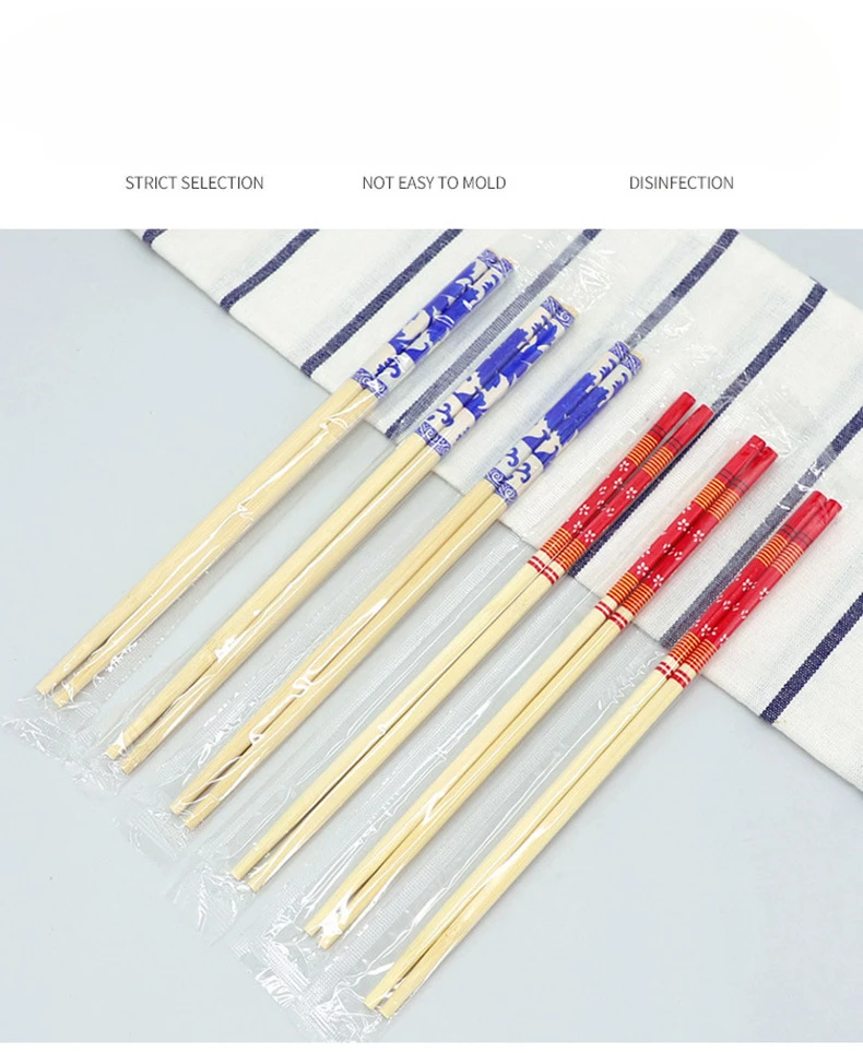 Description Picture 4 of itemDisposable Convenient Chopsticks Commercial Independent Packaging Carbonized Chopsticks Blue and White Bamboo Chopsticks