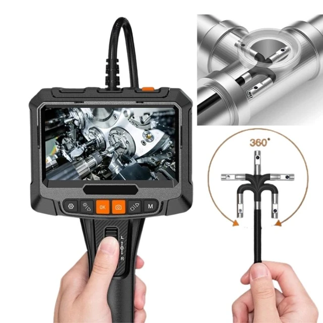 Caméra endoscopique industrielle à direction 360 °, objectif unique et  touristique, endoscope d'inspection, écran IPS 1080P 5 , tuyau d'égout de  moteur de voiture, 8mm