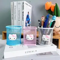 Hello Kitty Metal Mesh Pen Holder Multi-Shape Cartoon Pencil Cup Hollow Stationery Organizer for Office School Desk Decor Gift 2