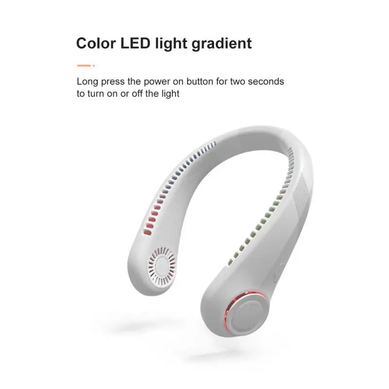 

Lazy USB Charging Fan Leafless Hanging Neck Fan Portable Cooling Fan 360 Degree Neckband Fan Surround Air Outlets Rechargeable