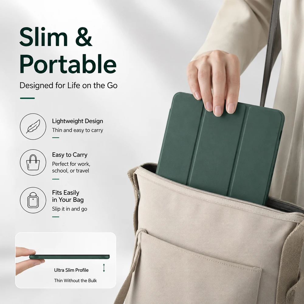 Slim TriFold Stand TPU Soft Back Cover