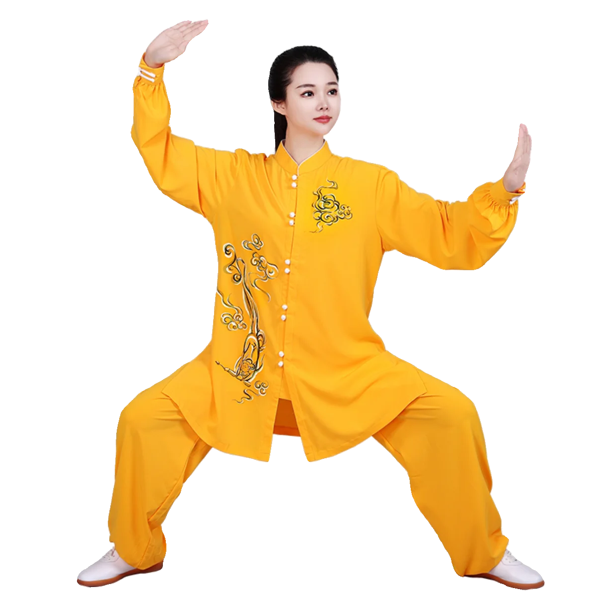 

Chinese Traditional Tai Chi Dress Female Competition Performance Tai Chi Training Dress Male Long Group Martial Arts Dress