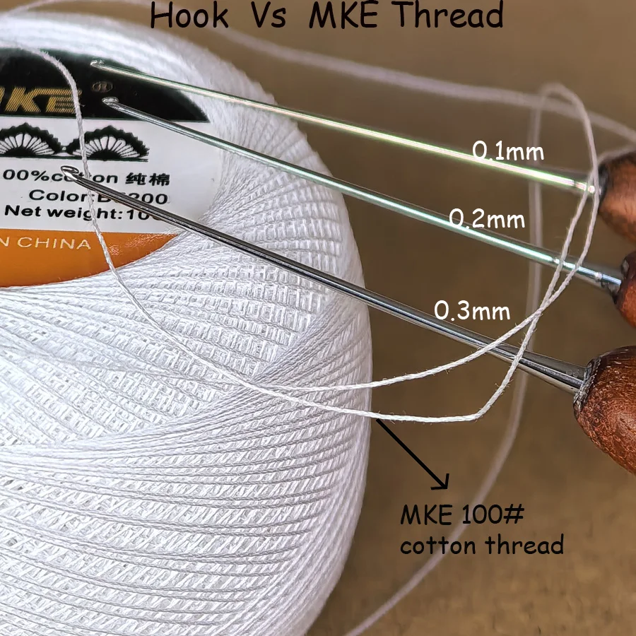 미니 마이크로 코바늘 0.1mm 0.2mm 0.3mm MKE 실 120 100 80용 코바늘 후크