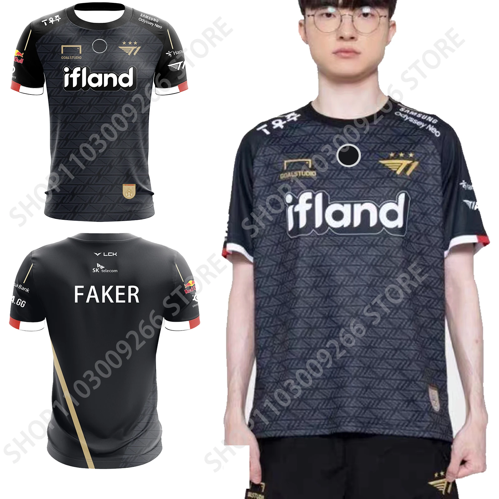 

E-sports Competition T1 2023 S13 Worlds Jersey Fans Round Neck T-shirt Summer Men's Short Sleeve Uniform Man Sportswear Tops Tee