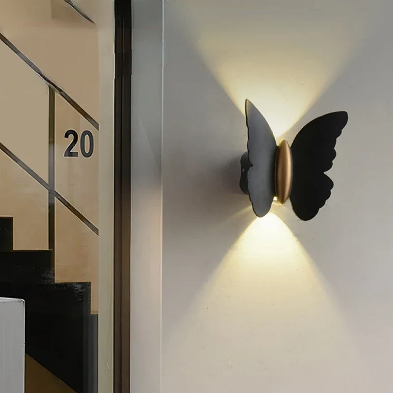 

Современная Минималистичная уличная настенная лампа в виде бабочки, лестница, коридор, двор, балкон, лампа для прихожей
