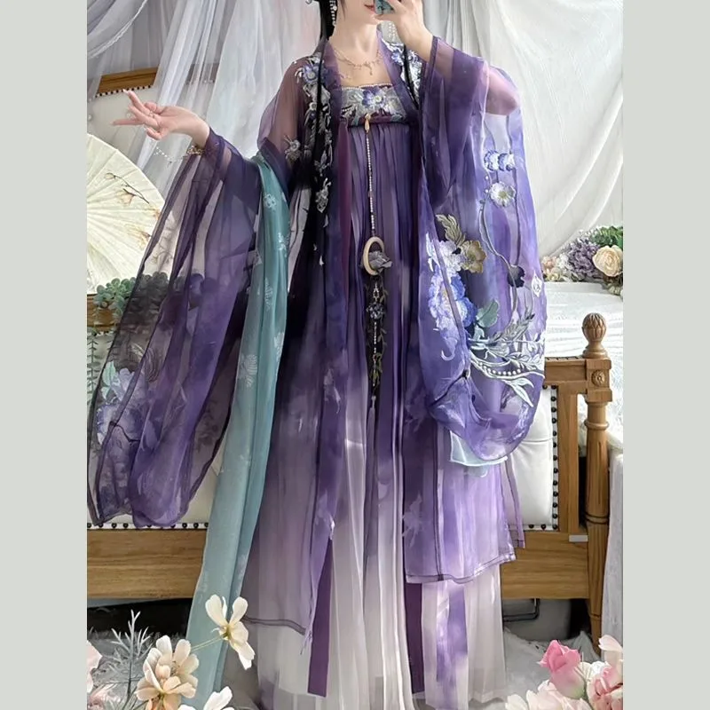 

Women's Hanfu Embroidery Yumei Chest-Length Dress Heavy-Duty Large Sleeve Shirt