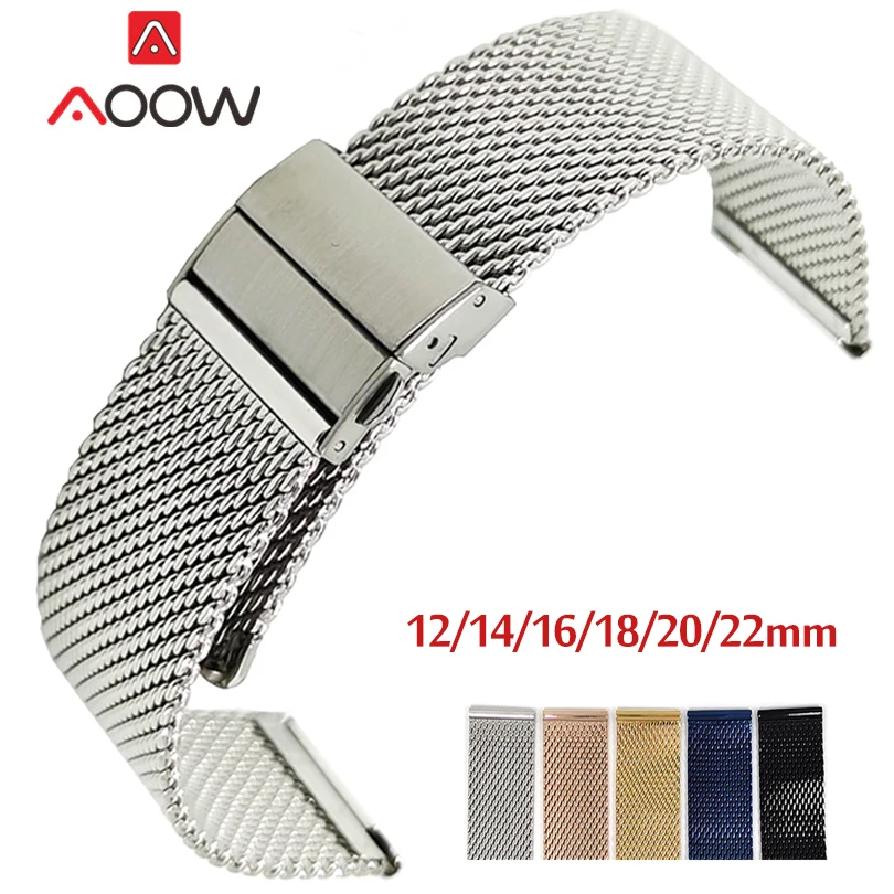 Milanese Loop Watchband 12/14/16/18/20/22mm Quick Release Universal Men Women Stainless Steel Strap Mesh Replacement Watch Band