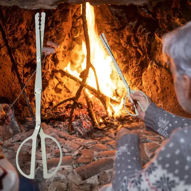 Kandalló Fogók Fatörzse Grabber Mini Tűzklip Faszén Gyönyörű Formához És Összecsukható Design Barbecue Ételklip Saláta Grillezéséhez - Image 3