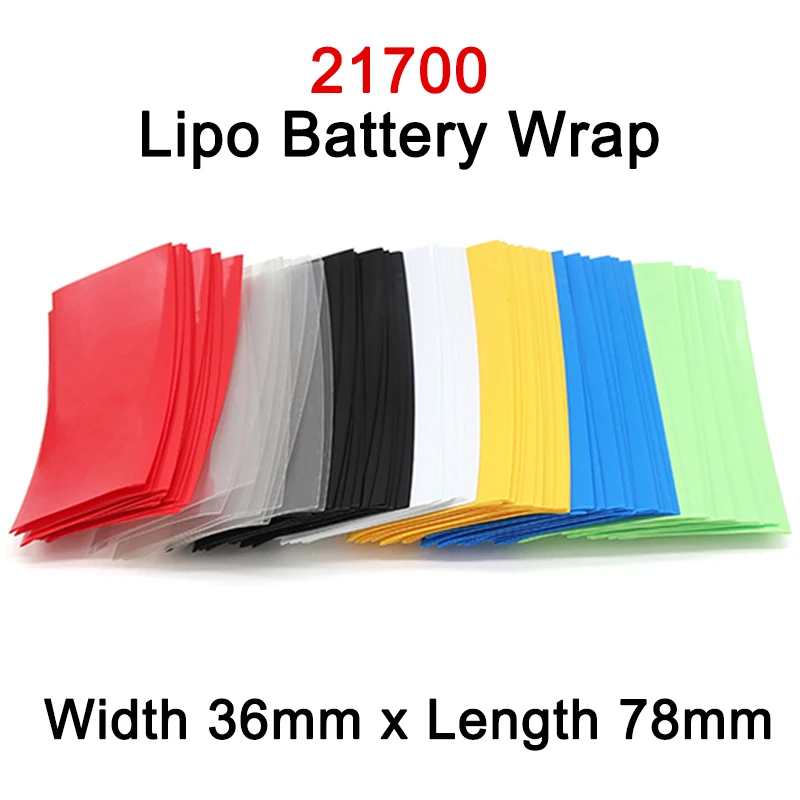 

20~500pcs 21700 Lipo Battery Film PVC Heat Shrink Tube Precut Shrinkable Insulated Sleeve Protect Pipe Cover Pack Batteries Wrap