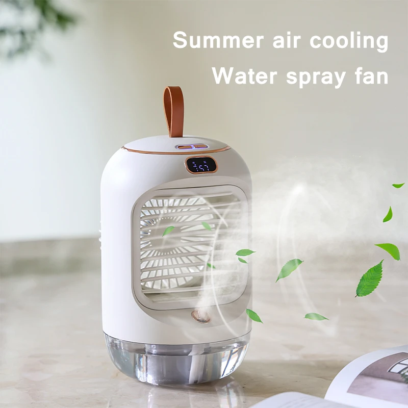3 Speed Adjustable Home Water Spray Mist Air Cooling Fan 3600mAh Battery Rechargeable Table Air Conditioner Fan with Night Light