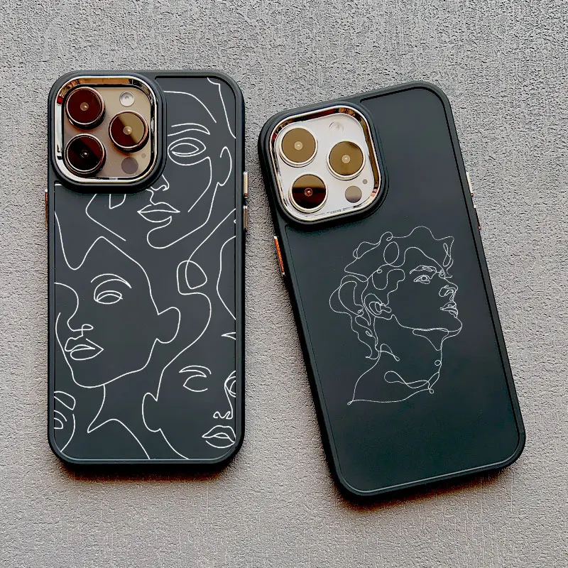 Sleek Abstract Geometric Face Art Silicone Phone Case