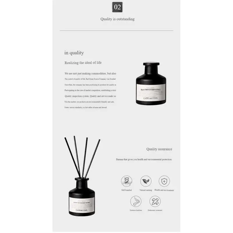 Scent Diffuser Sticks 50ml Scented Oil Diffuser Long-Lasting Bathroom Air Freshener Natural Aromatherapy Set With 4
