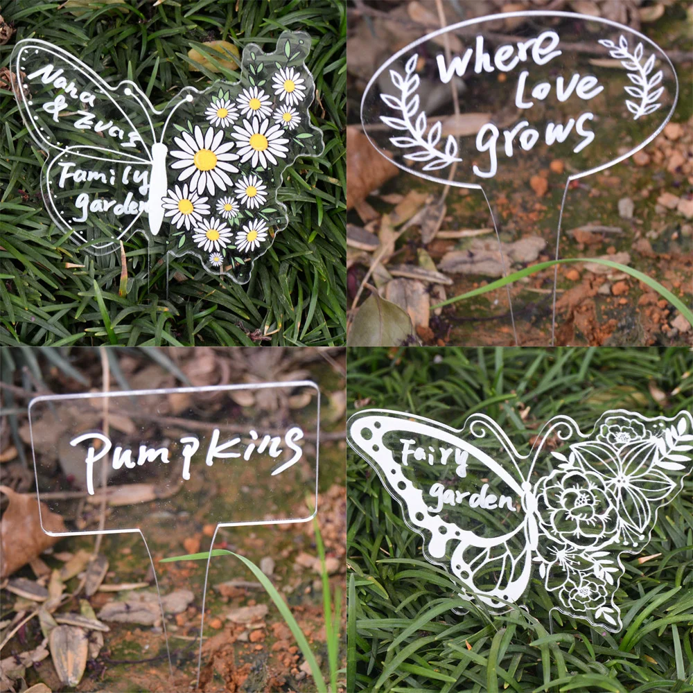 

Transparent Acrylic Plant Tags Garden Yard Nursery Flower Pot Seed Varieties Tagging Marker DIY Garden Labels Plants Sign