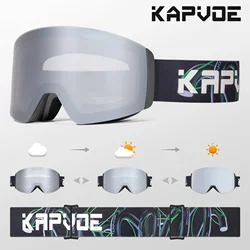 Kapvoe Photochromic Ski Goggles with Magnetic Anti-Fog Lenses and UV Protection (Photochromic-05)