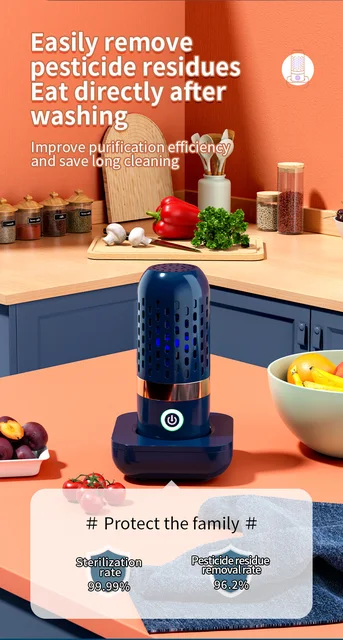 Nettoyeur à ultrasons,Purificateur d'aliments Portable sans fil, Machine à  laver les fruits et légumes, en forme de - Bleu[F86429] - Cdiscount  Electroménager