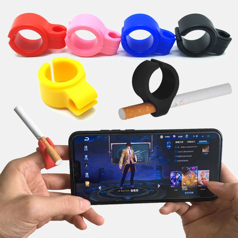 

Wholesale Waterproof Endlessly Artifact 1 PC Silicone Ring Finger Hand Rack Cigarette Holder for Regular Smoking Smoker Men Gift