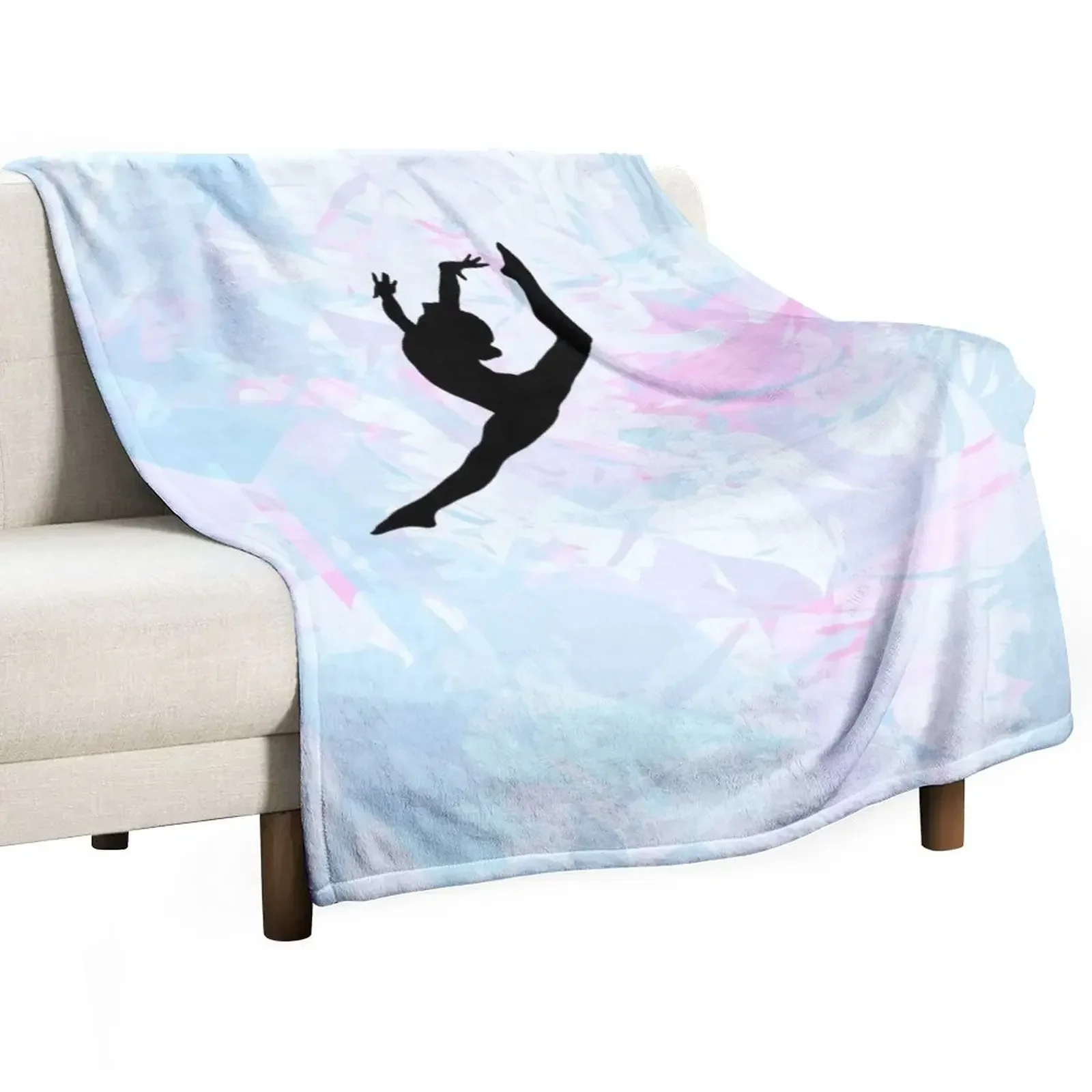 

Water Colour Gymnastics Silhouette Throw Blanket Thin Flannels Blankets