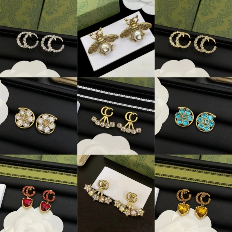 

AAA Upscale Euro-American Pop Retro G Enamel Women's Earrings Glamour Fashion Bee Lion Head Pearl Cross earrings Holiday gift
