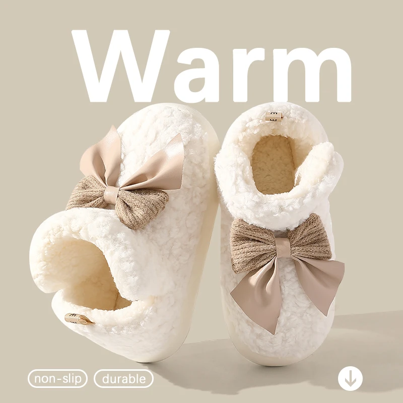 QYCKABY Winter Women Snow Boots Plus Velvet Warm Cotton Boots Female Lamb Hair Thickened Bowknot Fashion Ladies Short