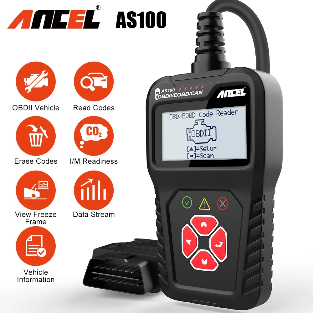 Автомобильный сканер ANCEL AS100 OBD2 многоязычный считыватель кодов двигателя