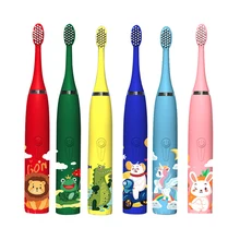 

Cartoon Logo Toothbrush Children Electric Tooth Brush 4pcs Teethbrush Nozzles Head Set Child Tooth Brush 360 for Kids Girl Boy