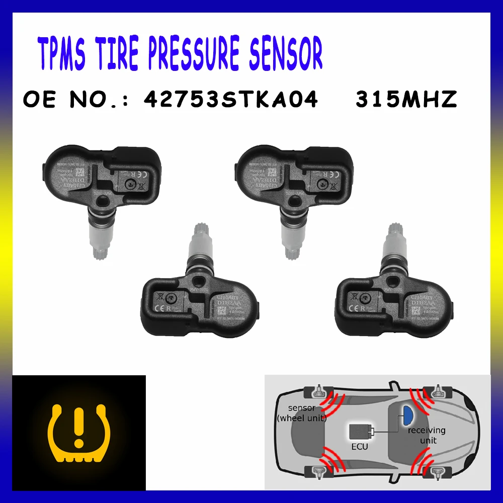 PMV107G 42753STKA03 Para Acura RDX 2007 2008 2009 2010 2011 2012 Sensor de Pressão Dos Pneus tpms 315mhz 42753STKA04