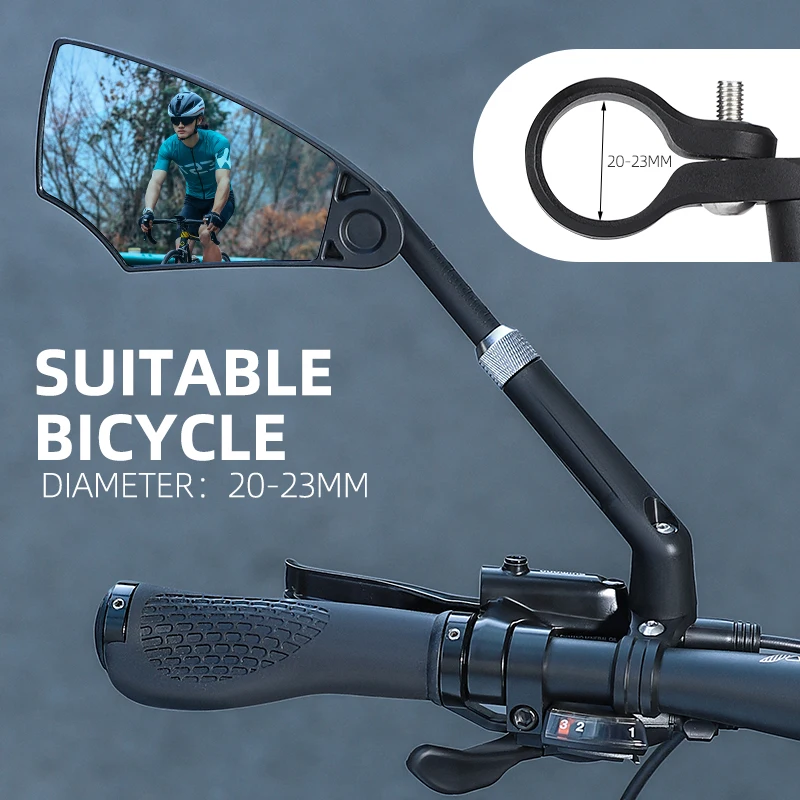 WEST BIKING Anti-Glare Bicycle Mirror Handlebar Rear View Wide Range Back Sight Reflect electric scooter Mirror bike accessories images - 6