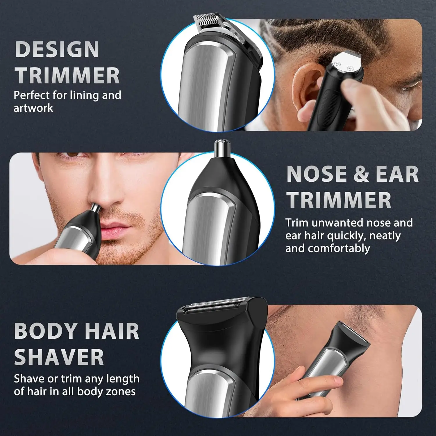 Hair Beard Trimmer Body Groomer Electric Shaver Facial Nose Ear Trimmer Eyebrow Rechargeable Adjustable All In One For Men hair clipper electric shaver hair trimmer ear and nose hair trimmer