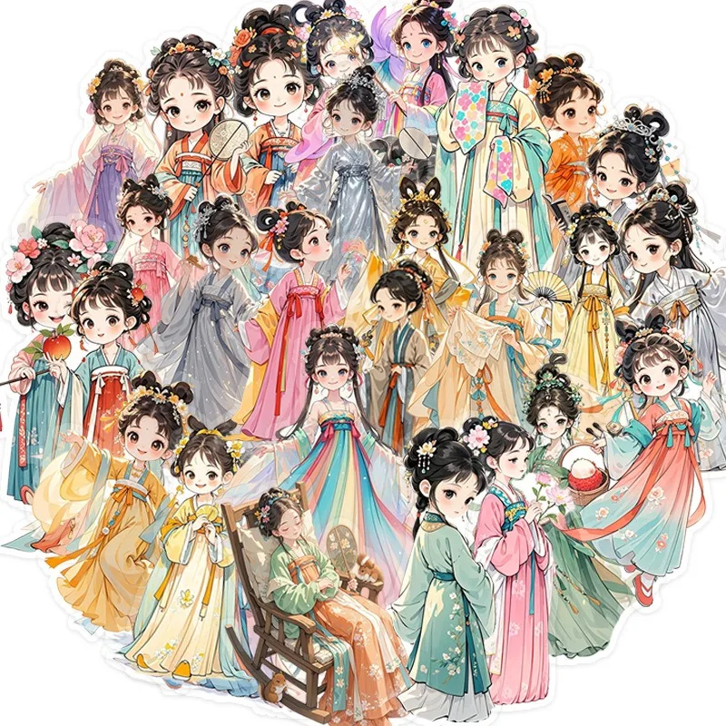 10/50pcs 고대 스타일 소녀 스티커 투명 방수 풍경 문자 데스크탑 SDIY 손 책 재료 장식