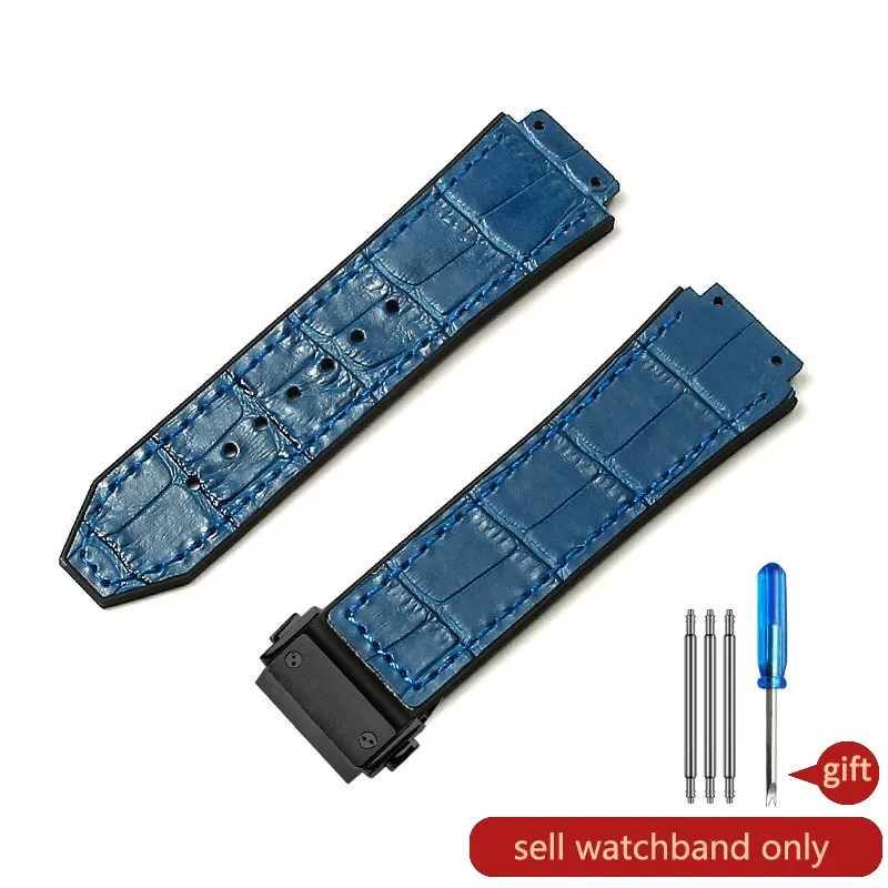 Hublot Yubo Watch Classic Fusion Series Leather Silicone Watchband with Tool, 19mm, Convex Interface