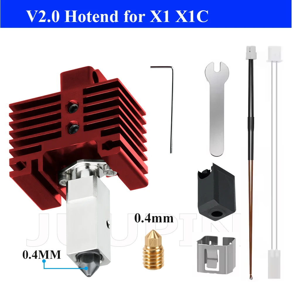 Kit Hotend Aggiornato Per Stampante 3D Bambu Lab P1S/P1P – Ugello 0,4 Mm Acciaio Temprato, Blocco Rame, Heat Break Titanio - 4