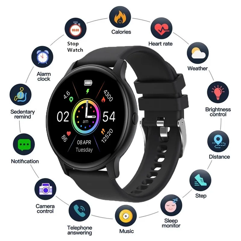 S32 Smart Watch IP68 Waterproof Sports Fitness Tracker HD Round Screen Heart Rate Monitor Custom