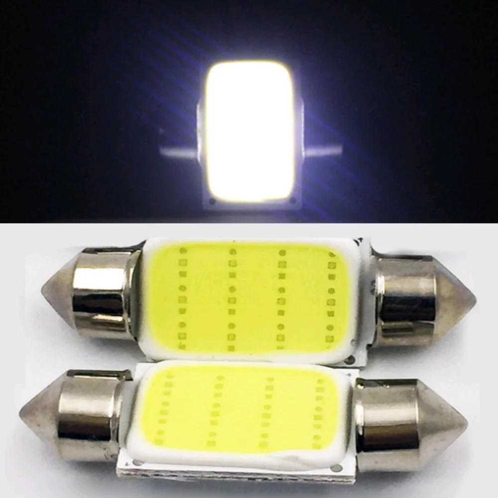 

2Pcs/Set COB 3W 39mm White Festoon Interior Dome LED Light Car Lamp Light Bulbs Car Xenon White Color Temp Light Accessories