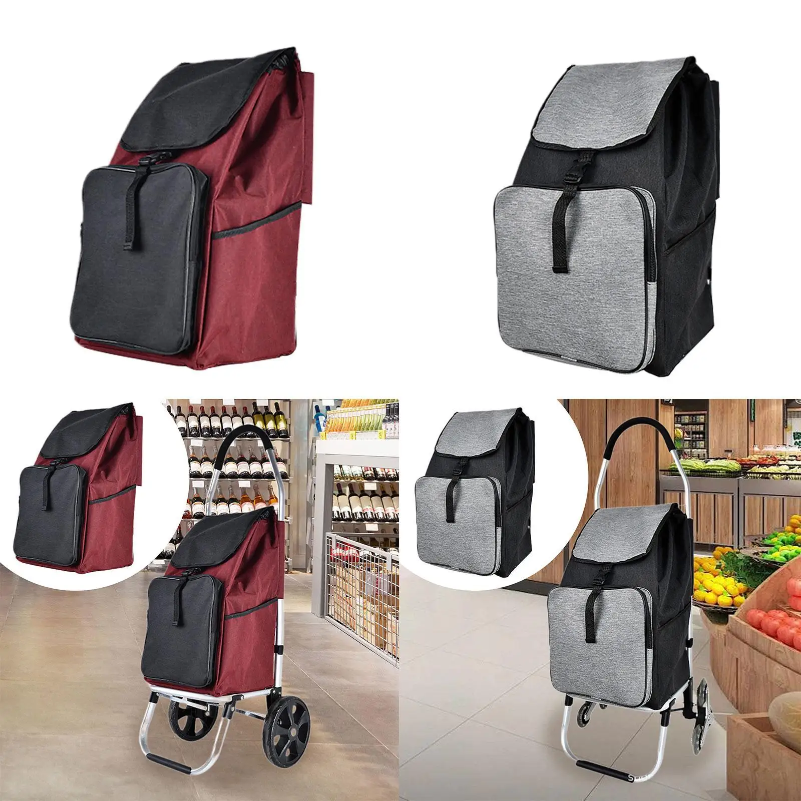 Foldable Cart Bag Oxford Fabric for Stair Climbing Utility Cart 51x33x22cm