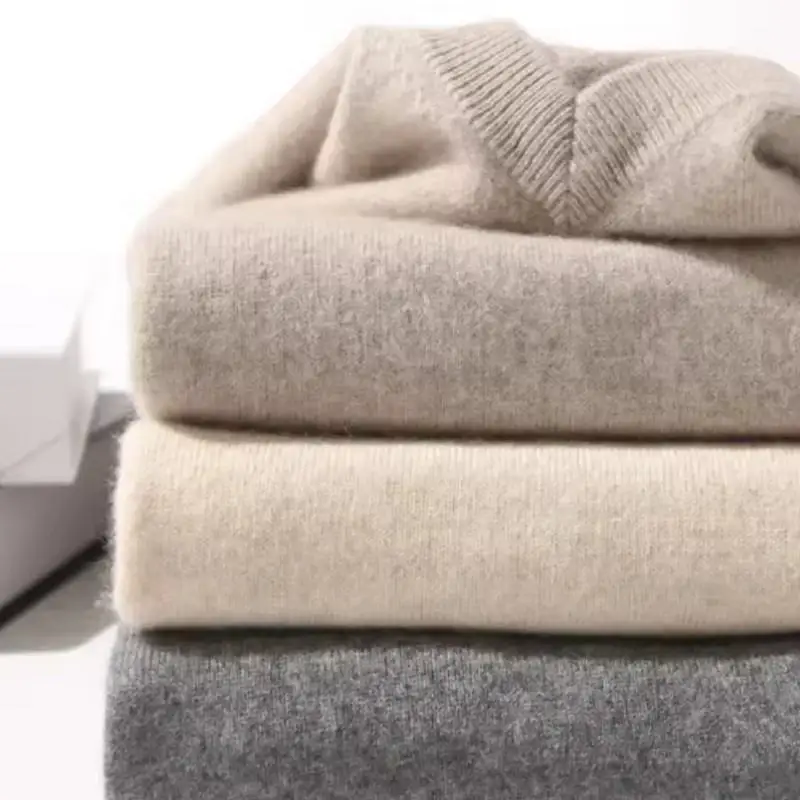 Men's Cashmere Warm Pullovers Sweater V Neck Knit Autumn Winter Fit Tops Male Wool Knitwear Jumpers Bottoming shirt Plus Size
