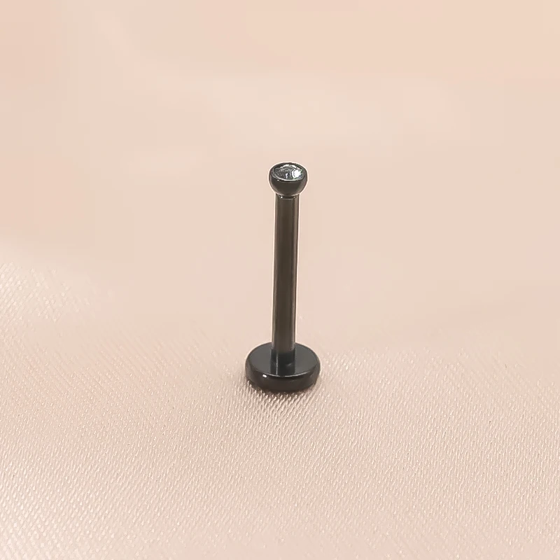 G23 Titanium Internally Threaded Labret Piercing Lip Ring 16G Crystal Tragus Cartilage Earring Helix Conch Piercing Body Jewelry 