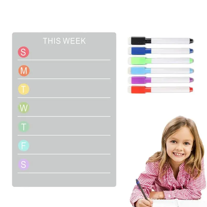 

Acrylic Planner For Fridge 3D Transparent List Pad For Fridge Reminders Erasable Note Board With Pen Magnetic Refrigerator