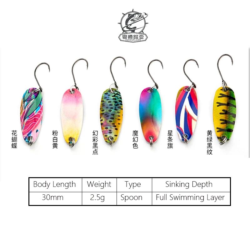 30 Köder Spinning Löffel Set Angeln Spinner 2-5g Süßwasser