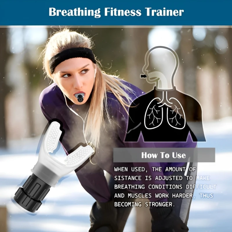 Portable Breathing Exercise Lungs Breath Fitness Sports Exerciser Device Endurance Workout Adjustable Resistances breathing exerciser