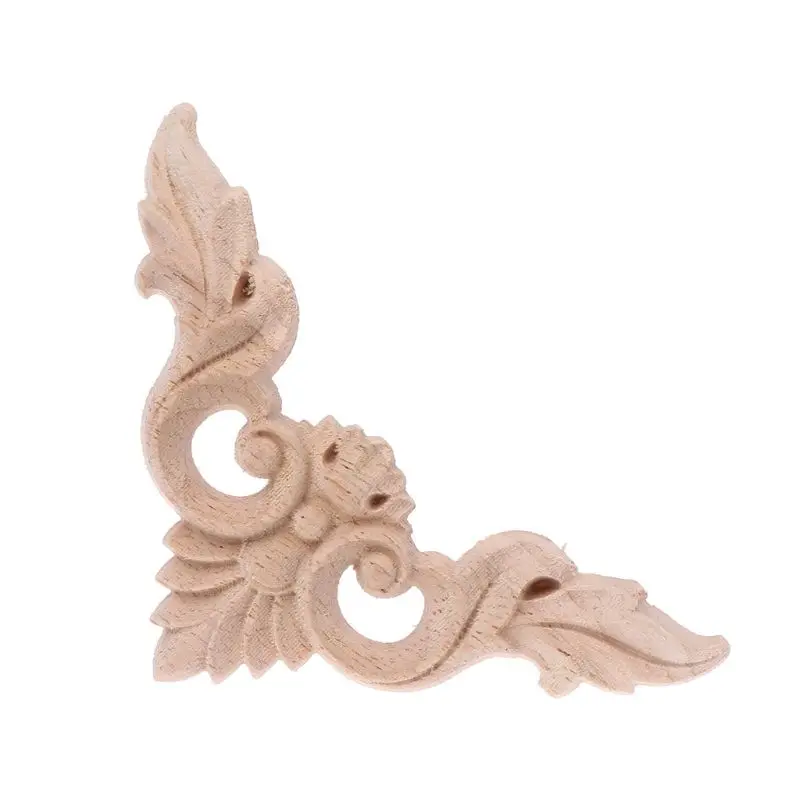 4 개/대 나무 조각 코너 꽃 Onlay Applique 도색되지 않은 프레임 찬장 캐빈 Dropship