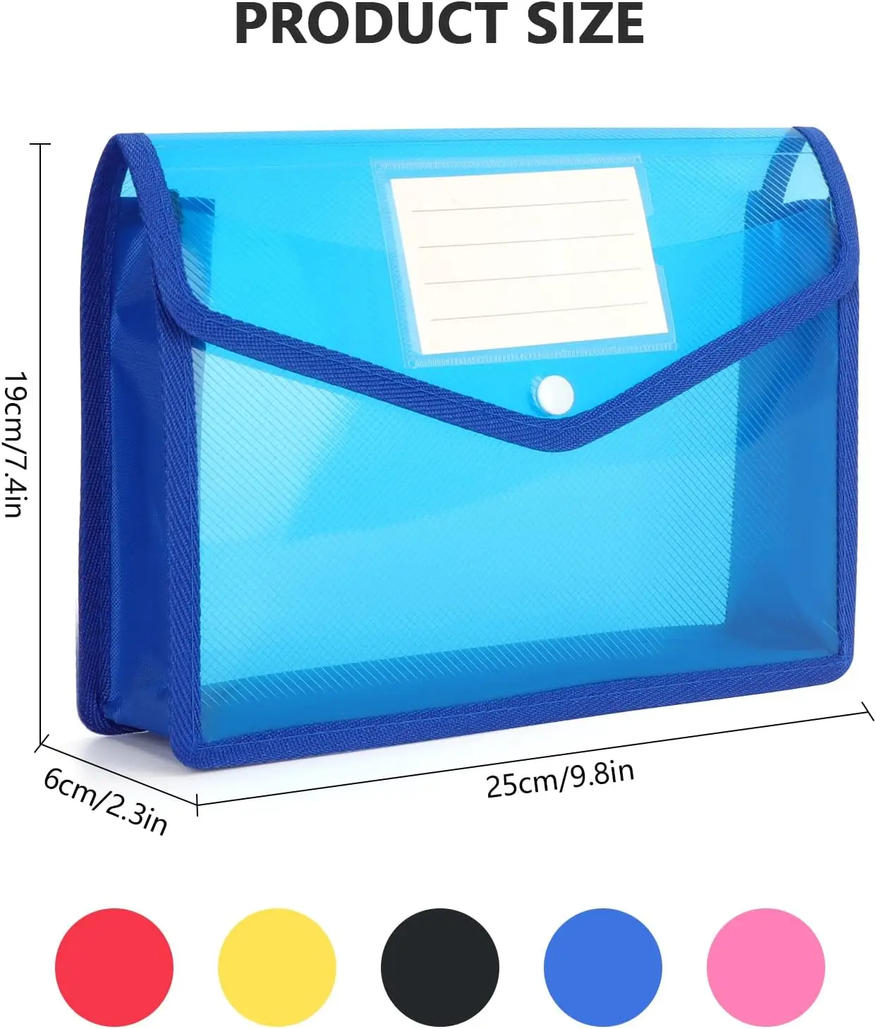 Waterproof A5 File Organizer with Snap Closure & Label Pocket