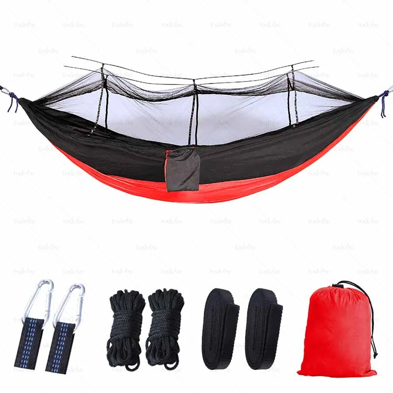 picnic table 1-2 Person Camping Garden Hammock With Mosquito Net Outdoor Furniture Bed Strength Parachute Fabric Sleep Swing Portable Hanging Camping Table Foldable Outdoor  Outdoor Furniture