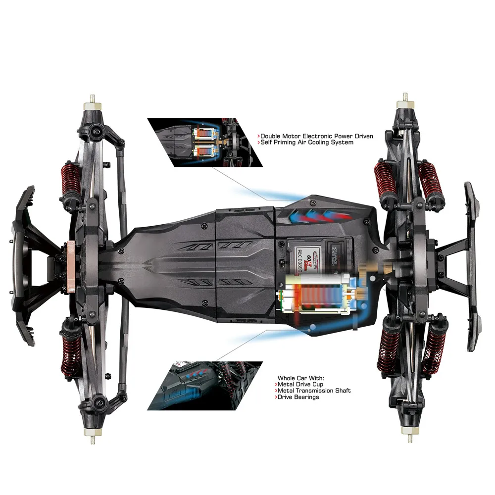 JTY Toys 1:10 RC ڵ ǲ  ε  IPX4  46 km/h ο     ڵ, 峭 ڵ