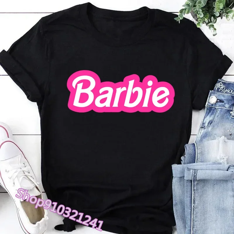 Ladies Short Sleeve Summer Tshirt Fashion Women Graphic T Top Shirt Barbie Print T-shirts Cartoon Female Tee T-Shirt 2024 4