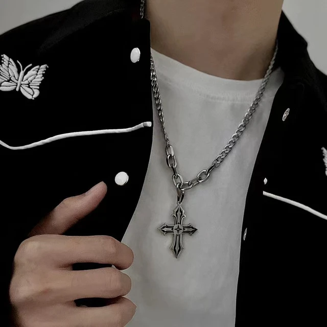 Iconic, Brown Leather With Silver-Tone Stainless Steel Cross Necklace, In  stock!, Lucleon in 2023