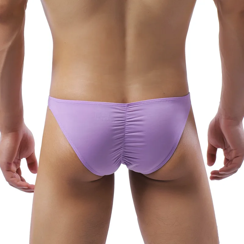 Sexy Low-waisted Elastic Men Bikini Underwear Trend Solid Color Thin Breathable Briefs Beach Swim Surfing Swimwear Trunks Shorts